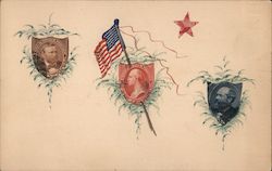 Patriotic Stamp Montage Stamps used to make portrait shields. Postcard