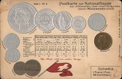 Postkarte mit Nationalflagge. Schweiz. Money value table and flag Money & Coins Postcard Postcard Postcard