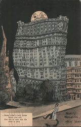 Moon, what a very queer figure you cut. One eye is open ann the other is shut. Trinity Building Postcard