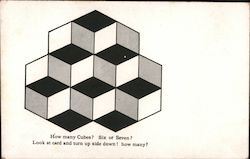 How many cubes? Six or Seven? Look at card and turn up side down! How many? Postcard