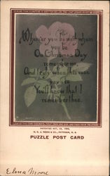 Chrismas Puzzle Post Card. Look at this card sideways, first one side, then from the other. Postcard