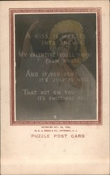 Valentine Puzzle Post Card. Look at this card sideways, first one side, then from the other. Postcard