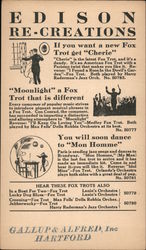 Edison Re-creations: ad for musical recordings, 1921 Postcard