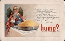 Sing a Song of Sixpence: embossed picture, ad for De Long Hook and Eye Trade Card