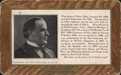 Wm. McKinley biography and photo 1907 Presidents Postcard Postcard Postcard