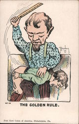 The Golden Rule (man spanking a child with a ruler) Postcard