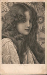 A GIrl With Long Flowing Hair Postcard