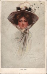 Girl in large white hat Postcard