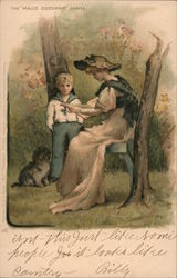 The Maud Goodman Series. boy and dog with woman reading on bench Art Postcard Postcard Postcard