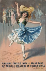 At the carnival La Paloma, Ballerina in blue dress dancing Postcard