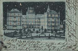 Ehrenbug Palace, at night Coburg, Germany Postcard Postcard Postcard