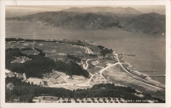 Air View - Golden Gate, Fort Point, Crissy Field and Presidio San Francisco California