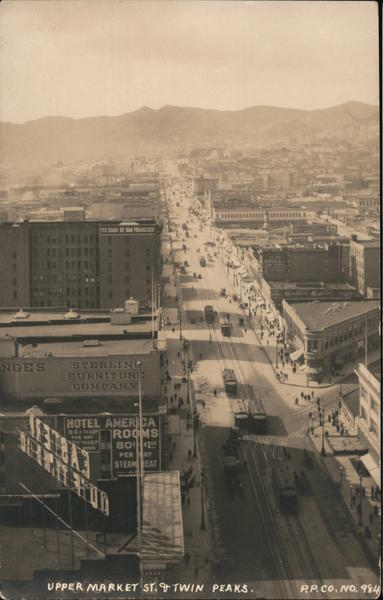 Upper Market Street and Twin Peaks, San Francisco, 1919 California