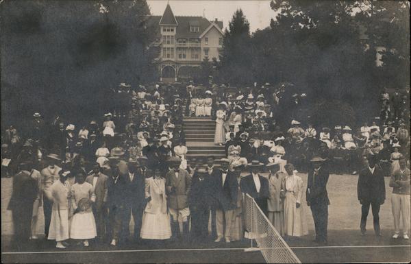 Crowd watching a championship tennis match at Old Del Monte Hotel Monterey California