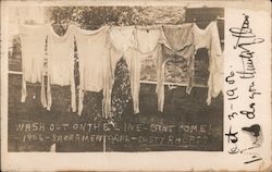 Wash Out On the Line - Can't Come! Postcard