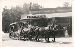 Horse-drawn stagecoach in front of Auburn post office California Postcard Postcard Postcard