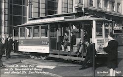 Powell St. Cable Car On Its Turn-Table At Powell and Market Sts. Postcard