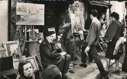 Artists selling paintings on street Postcard