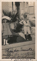 Boy and Girl Pose in Sunday Best - House on a Hill Postcard