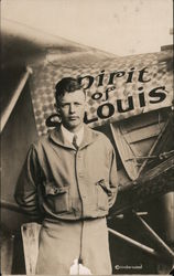 Charles Lindburg and the Spirit of St. Louis Postcard