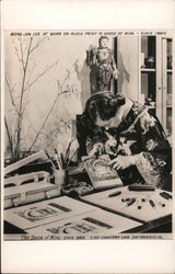 Meng-Jun lee at work on block print in House of Ming since 1880 Postcard