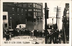 Flooding, Sunday crowd at State-Broadway May 1943 Postcard