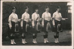 Five highland girls in kilts and scottish dress Postcard