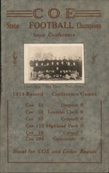 COE Football, State Champions 1914 - Boost for COE and Cedar Rapids Postcard