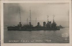 German T.B.D.'s at SCAPA 1918, scuttling of German fleet at Scapa Flow Postcard