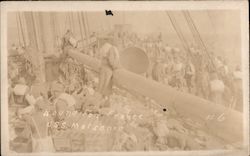 USS Matsonia - Bound for France, view of crew on deck of ship Postcard
