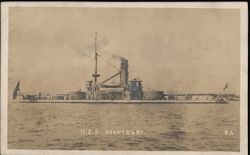 USS Monterey - Sailors in white dress on deck Postcard