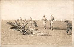 Firing line - Camp Kearny. Soldiers on stomachs shooting at targets Postcard