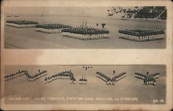 Sailors from naval training camp drilling in stadium Postcard