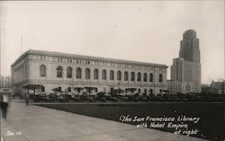 The San Francisco Library with hotel empire at right Postcard