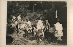 1911 Mount Diablo Group of people cooling their feet in a creek in the woods Postcard