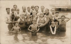 Group photo bathers posing in water all ages Postcard