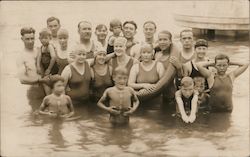 Group photo bathers posing in water all ages Swimming Postcard Postcard Postcard