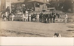 Justice and Equality float, horse drawn, U.S. flag Postcard