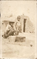 Naked boy getting bath at Mexican refugee camp Postcard