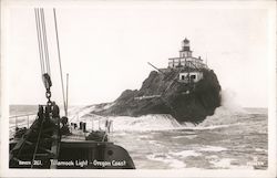 Tillamook Light - Oregon Coast. View of lighthouse from boat. Postcard