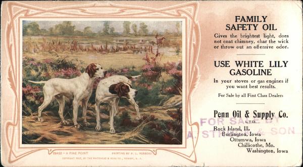 Penn oil & Supply Co. - A Fine Point painting, hunting dogs Rock Island Illinois