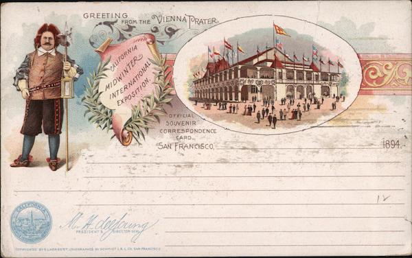 Rare: Greetings from the Vienna Prater. California Midwinter International Exposition 1894 San Francisco