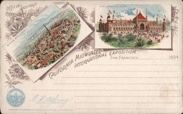 Rare: Official Souvenir California Midwinter International Exposition 1894 - Mechanical Arts, Bird's eye view.