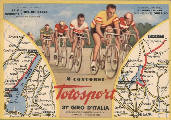 Bicycle Race: 2 Concorsi Totosport 37' Giro D'Italia bicycle races, maps Italy