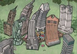 Statue of Liberty Mourning the World Trade Center - Rick Geary New York City