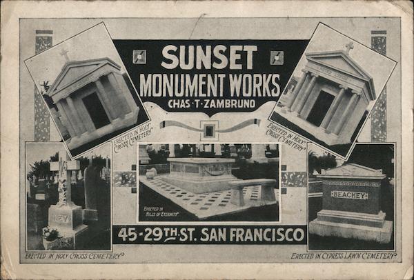 Sunset Monument Works several examples San Francisco California