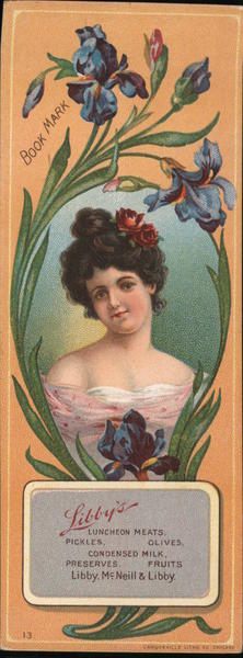 Bookmark. Libby's, iris and pretty girl roses in hair