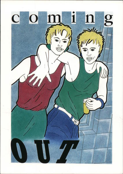 Lesbian Interest: Coming Out. 1995. Two young people with arms over each other's shoulders