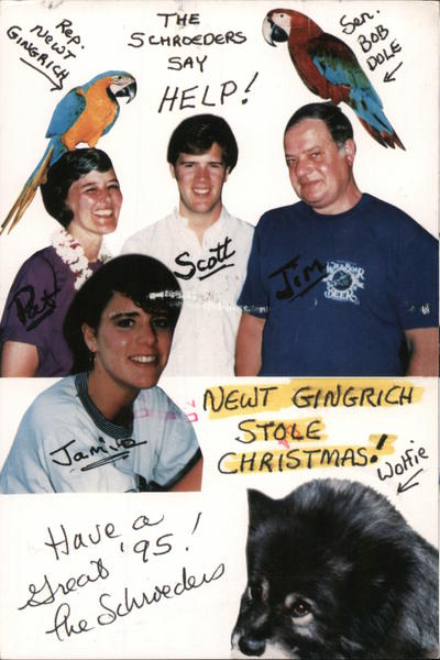 The Schroders. Pat Schroder (US Representative), Scott, Jim, Jamie, Wolfie Denver Colorado