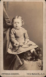 CDV Studio photo of little girl in boots. Imperial Gallery San Francisco, CA Original Photograph Original Photograph Original Photograph